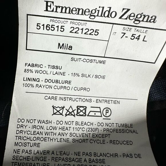 Ermenegildo Zegna Trofeo 600 Mila Suit 54L - US 44L Luxury Italy Wool Silk Blend - Picture 10 of 10
